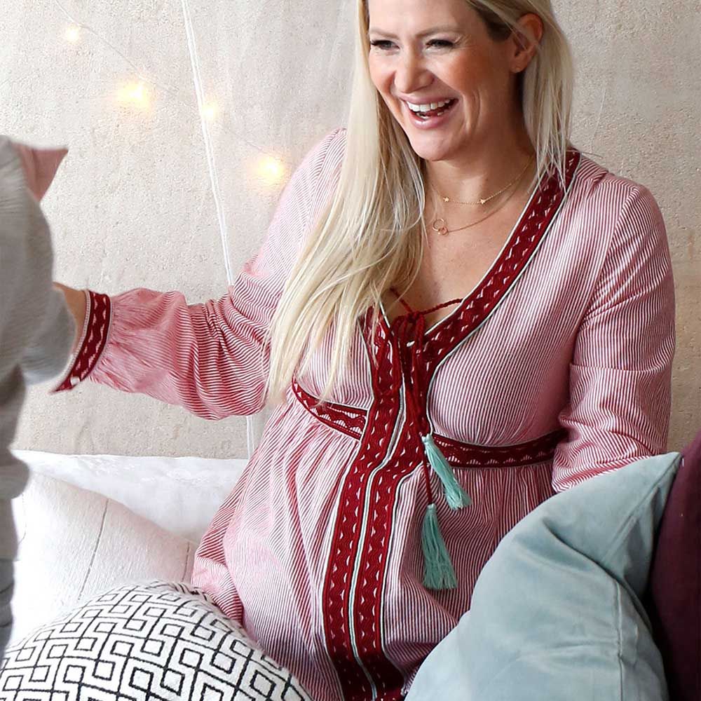 Mums & Bumps Mara Mea Maternity Embroidery Blouse - Stripes