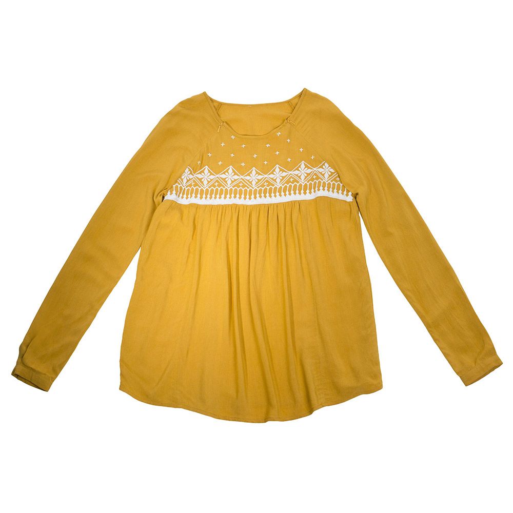 Mums & Bumps Mara Mea Maternity Embroidery Blouse - Mustard