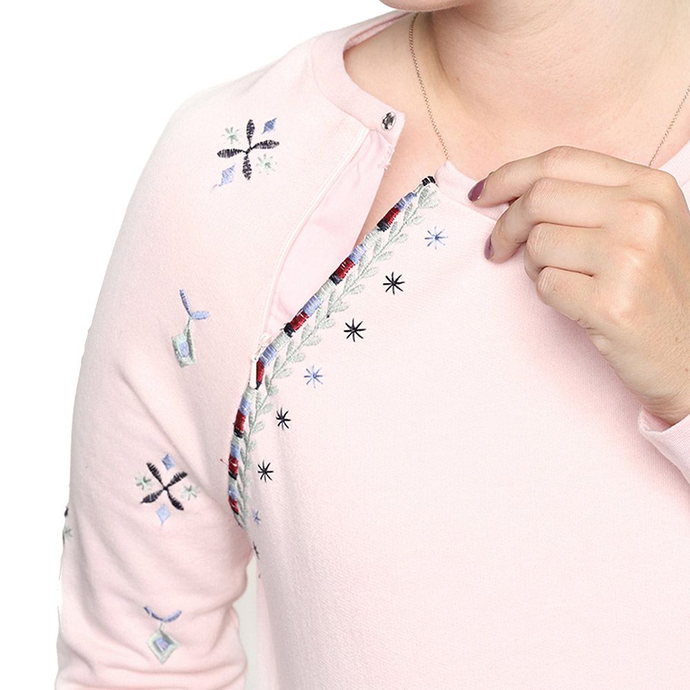 Mums & Bumps Mara Mea Maternity Embroidered Blouse - Pink