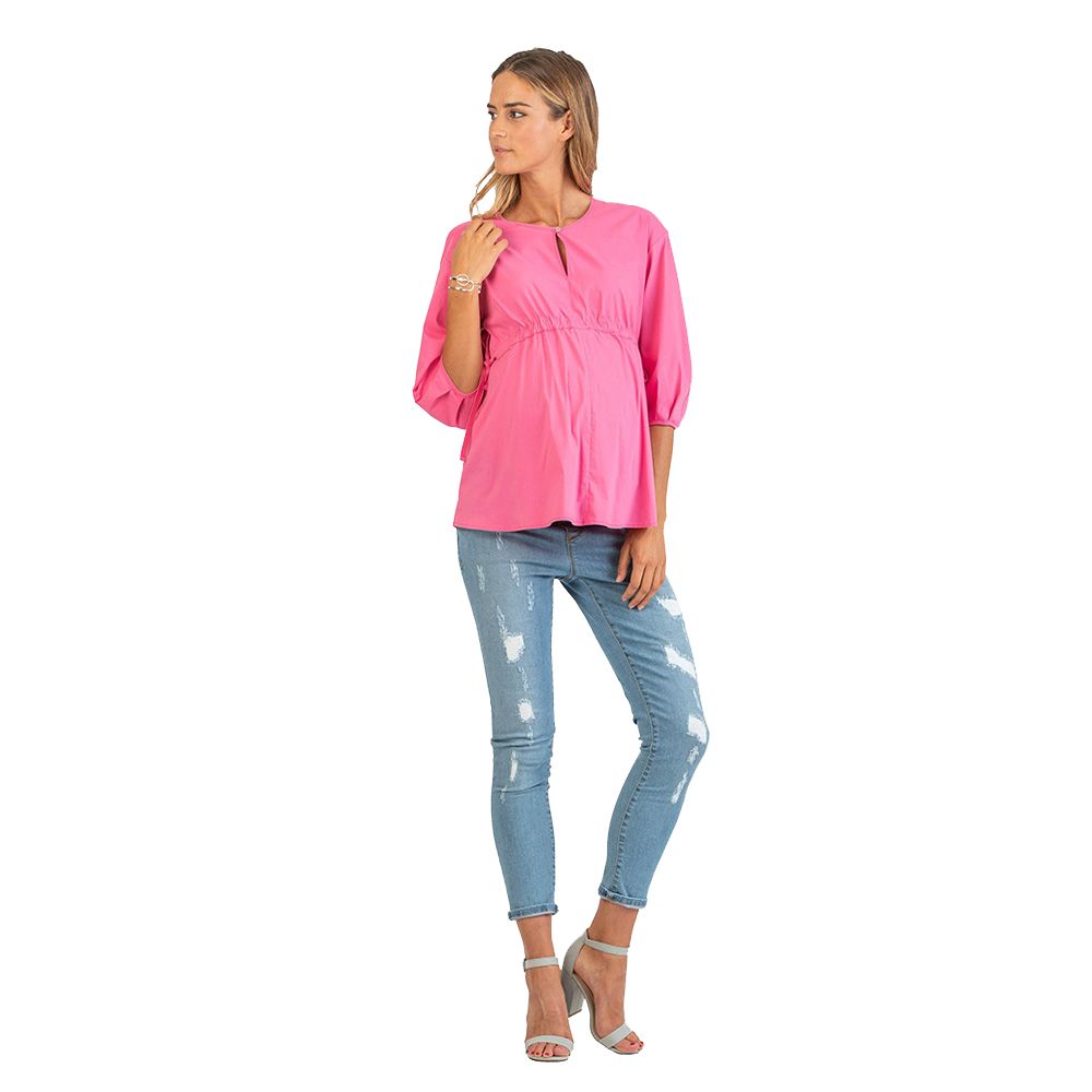 Mums & Bumps - Attesa Drawstring Maternity Blouse - Pink