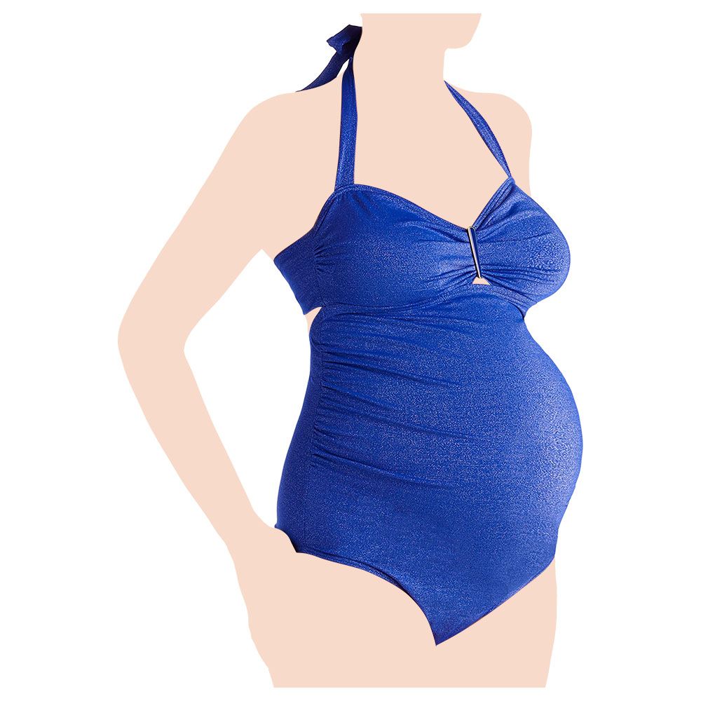 Mums & Bumps PezDor Mykonos Lurex Maternity Swimsuit Blue 