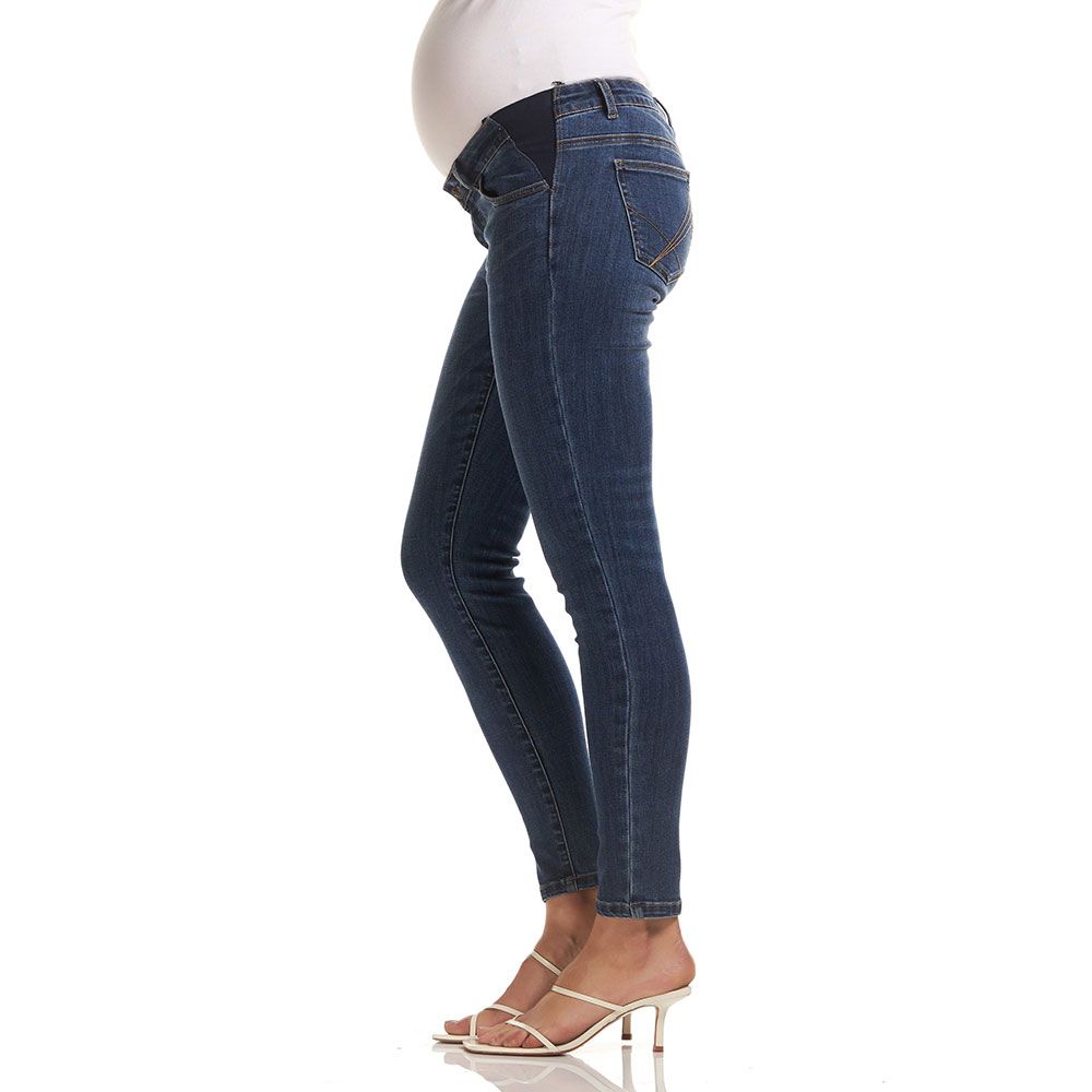 Mums & Bumps - Soon Esme Skinny Crop Maternity Jeans - Mid Blue