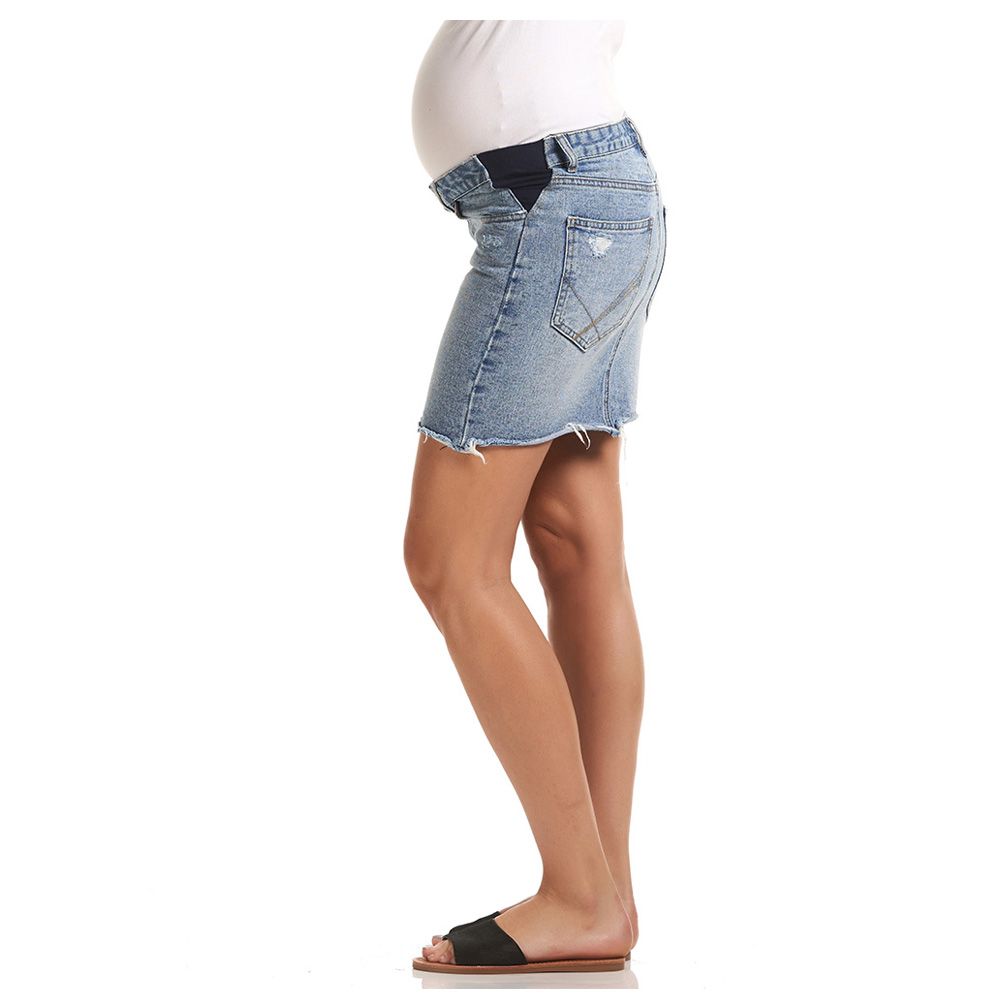 Mums & Bumps - Soon Paige Denim Maternity Skirt - Distressed