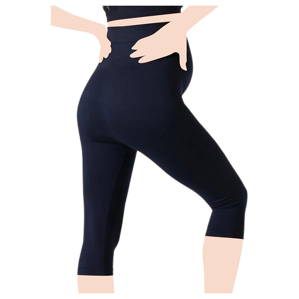 Mums & Bumps - Blanqi Maternity Belly Support Crop Legging - Navy