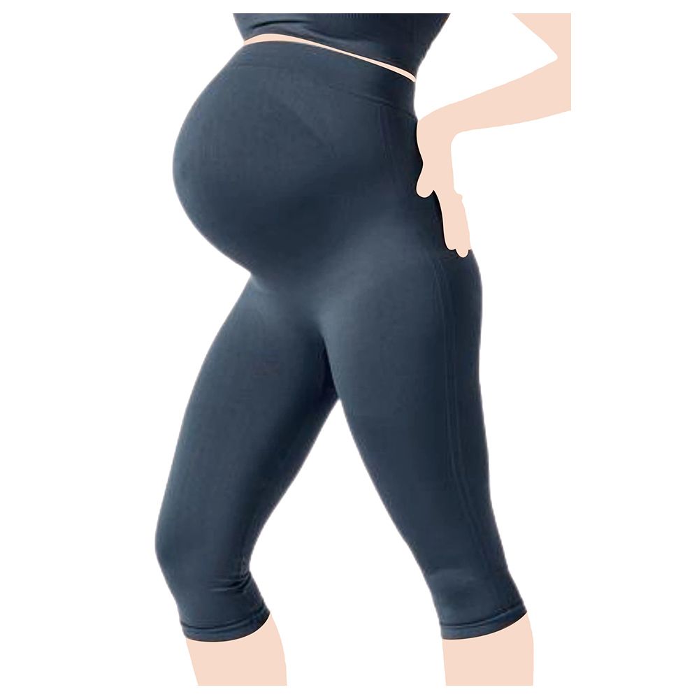 Mums & Bumps - Blanqi Maternity Belly Support Crop Legging - Storm Blue