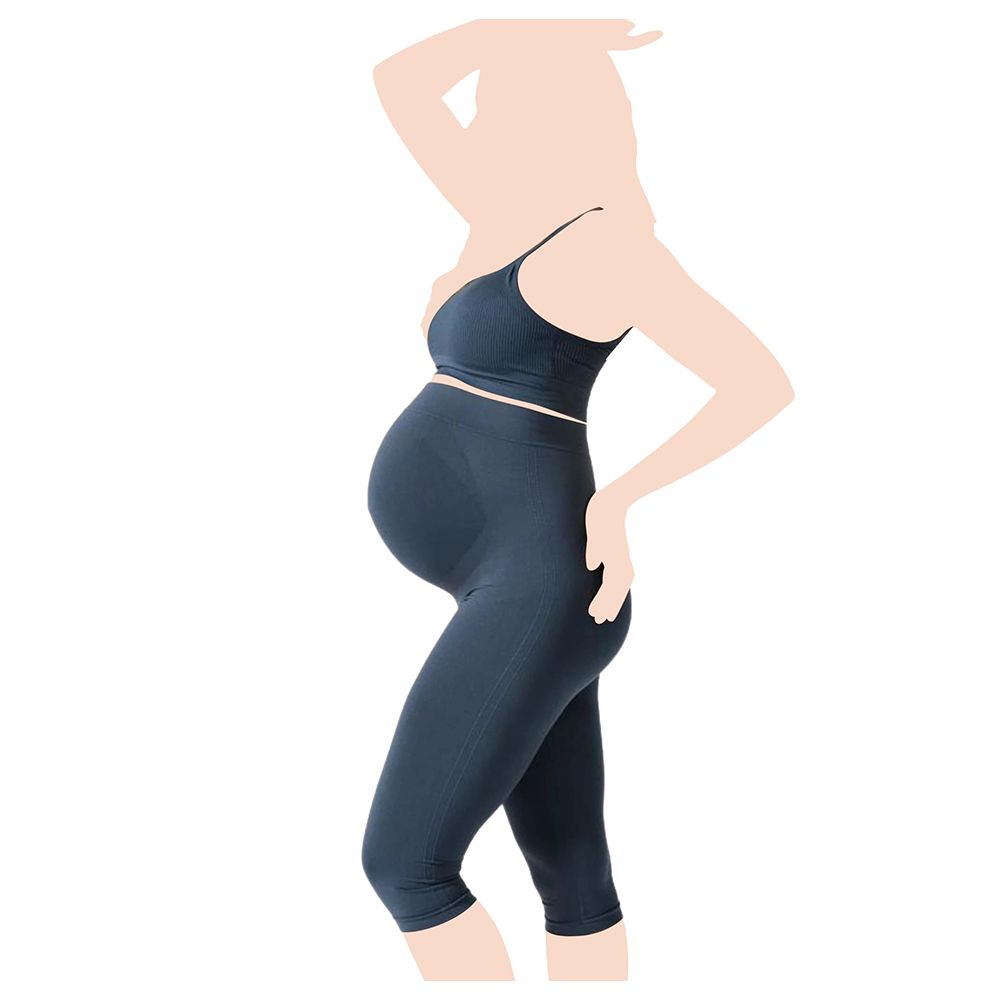 Mums & Bumps - Blanqi Maternity Belly Support Crop Legging - Storm Blue