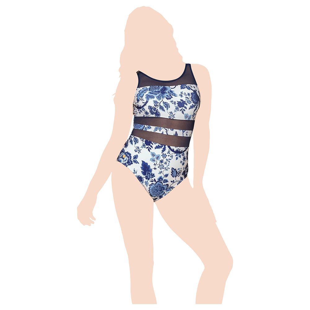 Mums & Bumps - Leonisa Slimming Graphic Mesh Detail One-Piece Swimsuit