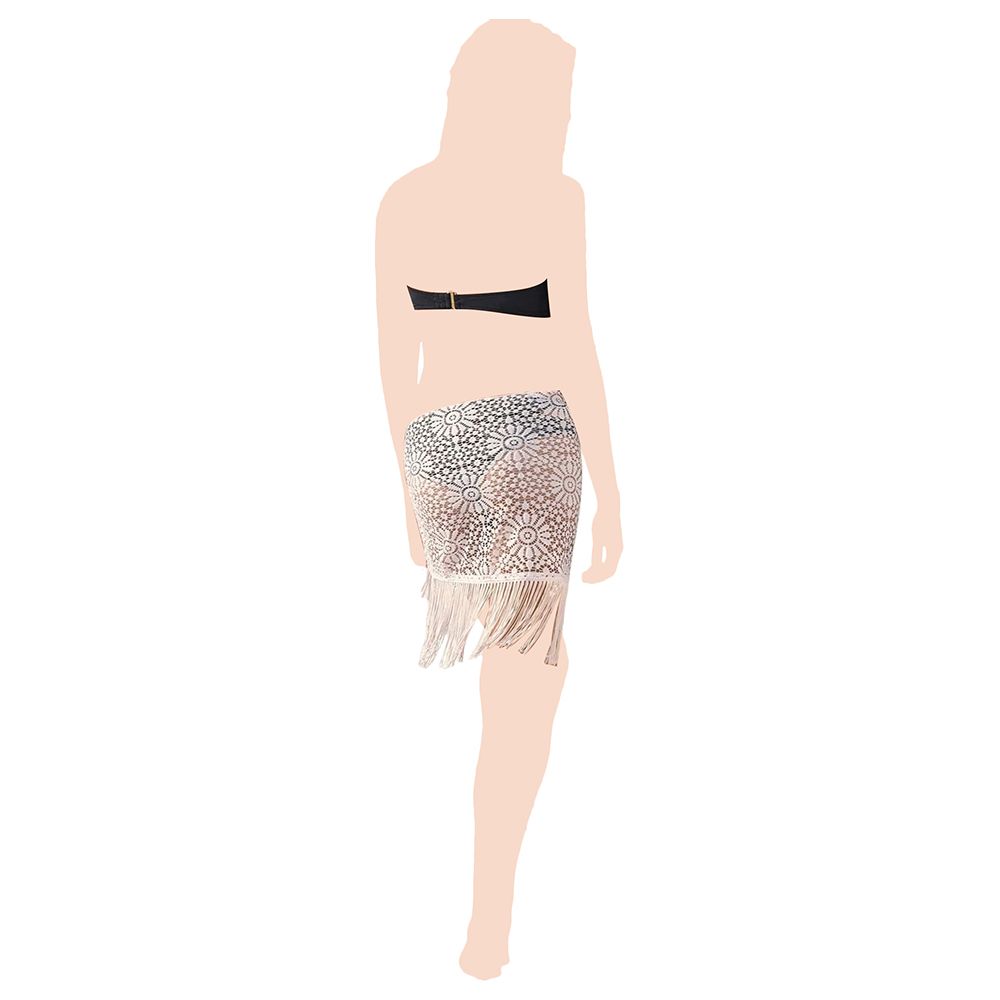 Mums & Bumps - Leonisa Jacquard Sheer Mesh Fringed Beach Cover-Up Sarong