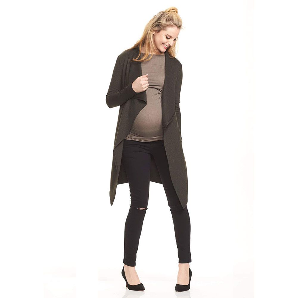 Mums & Bumps - Soon Bonnie Maternity Coatigan - Khaki Marle