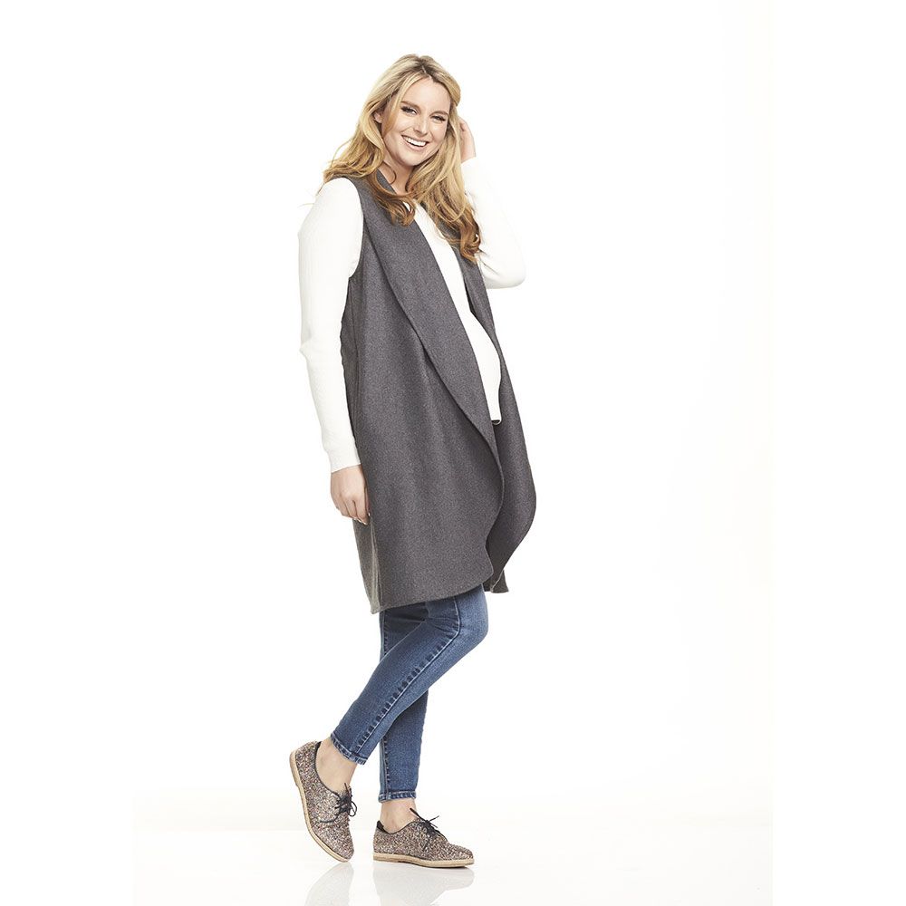 Mums & Bumps - Soon Frost Wool Maternity Vest - Grey