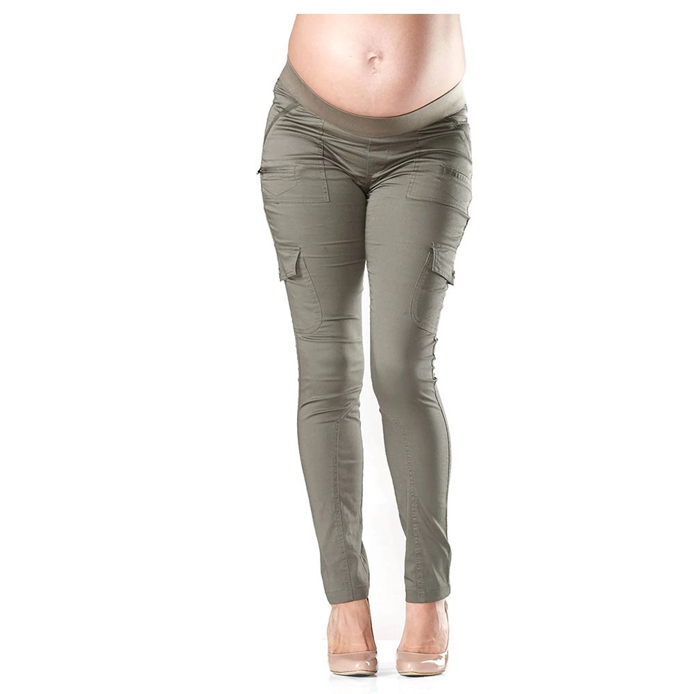 Mums & Bumps - Soon Hoolihan Cargo Skinny Maternity Pant - Khaki