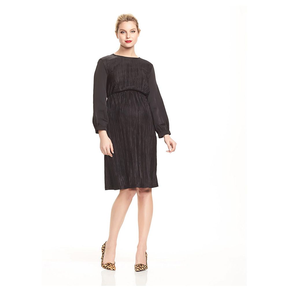 Mums & Bumps - Soon Maddie Pleat Maternity Dress - Black