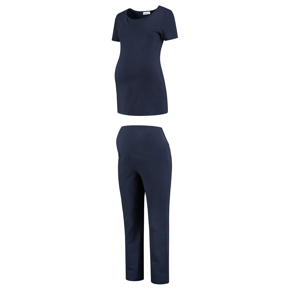 Mums & Bumps - Mamsy Maternity 2-Piece Pyjama Set - Navy