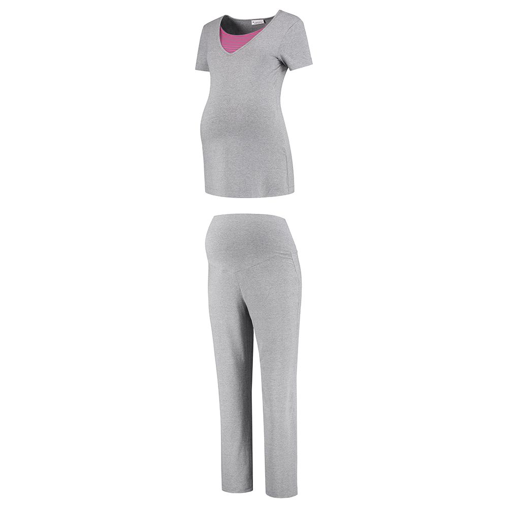 Mums & Bumps - Mamsy Maternity 2-Piece Pyjama Set - Grey