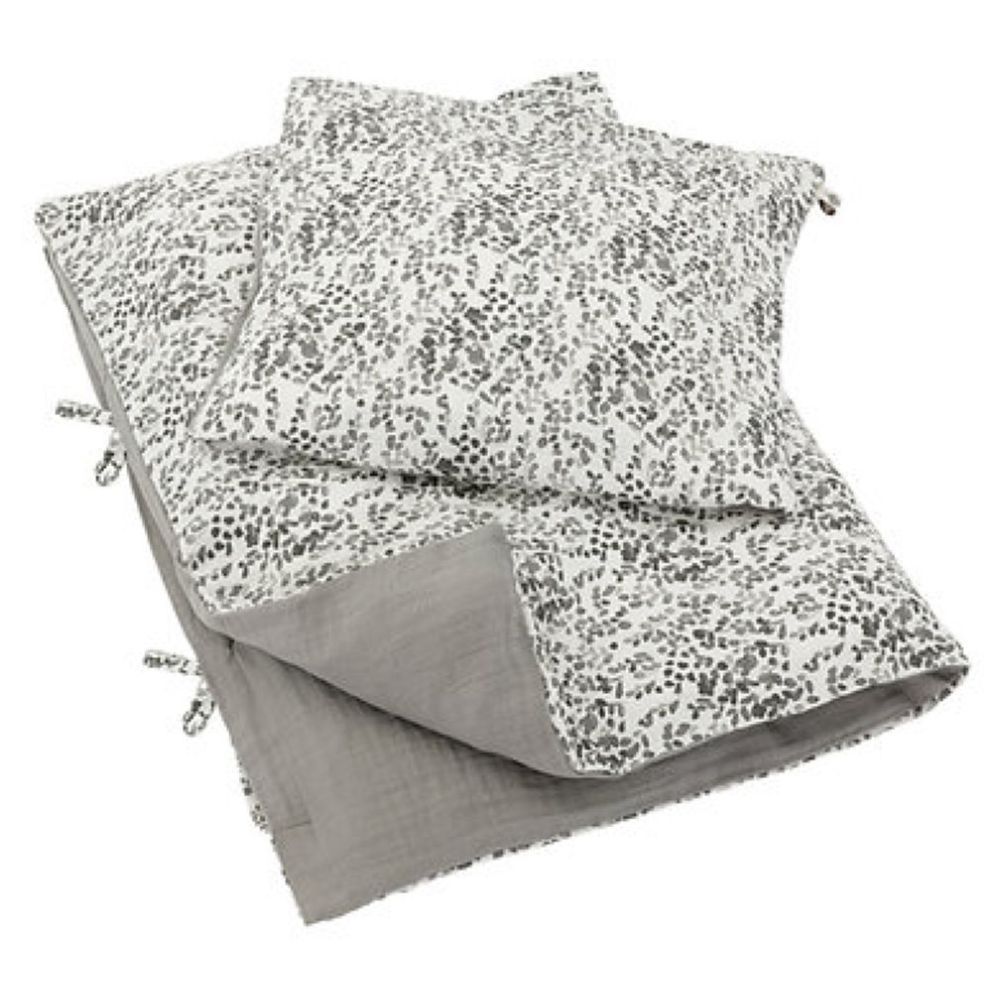 Born Copenhagen - Organic Muslin Junior Bedding - Grey Leaf