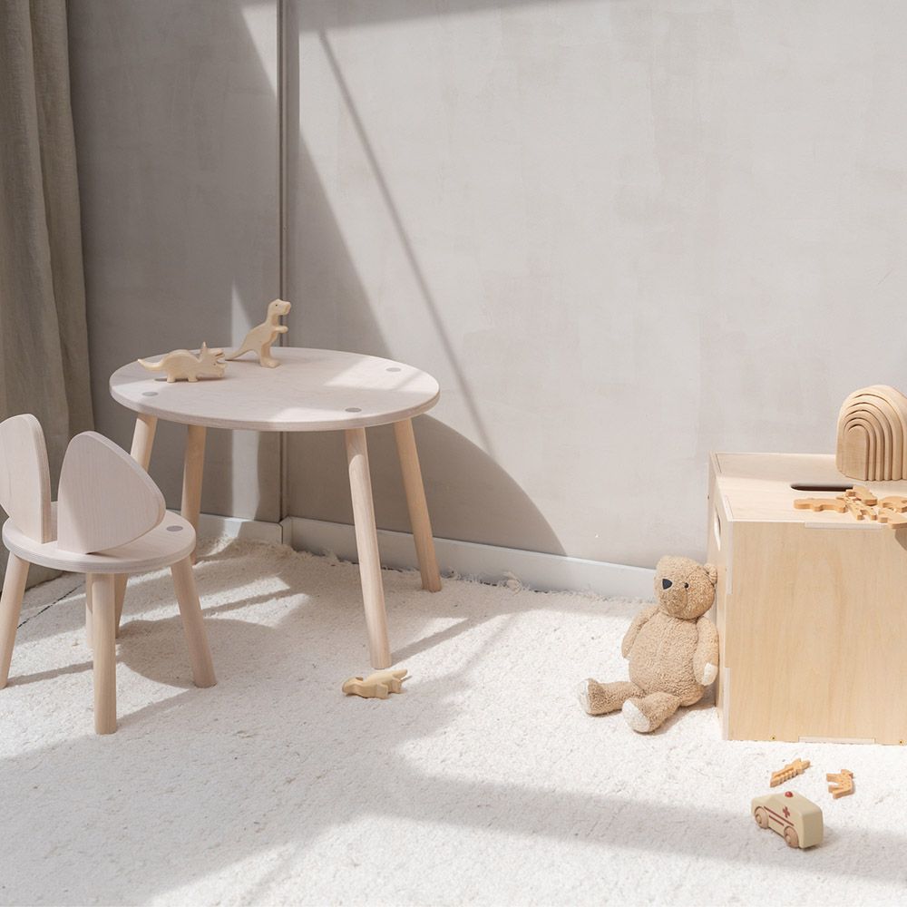 Nofred - Kids Mouse Chair & Table Set - Birch Natural