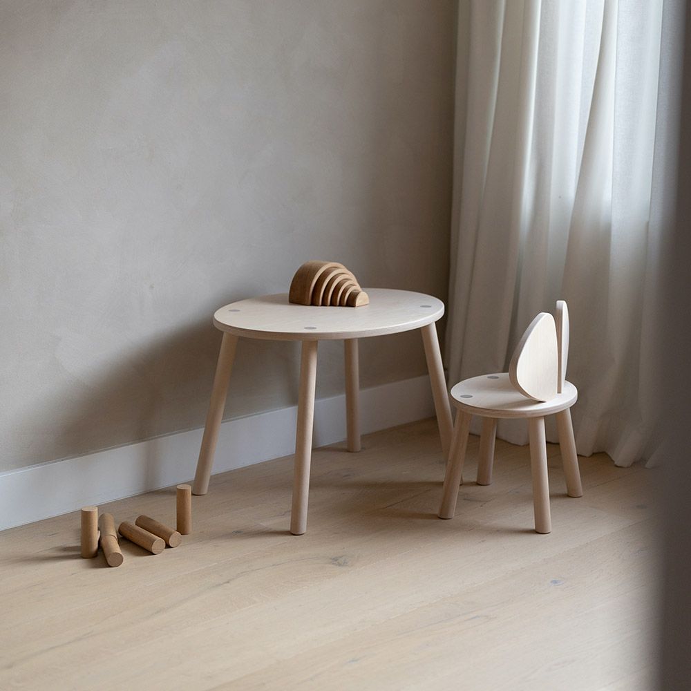 Nofred - Kids Mouse Chair & Table Set - Birch Natural