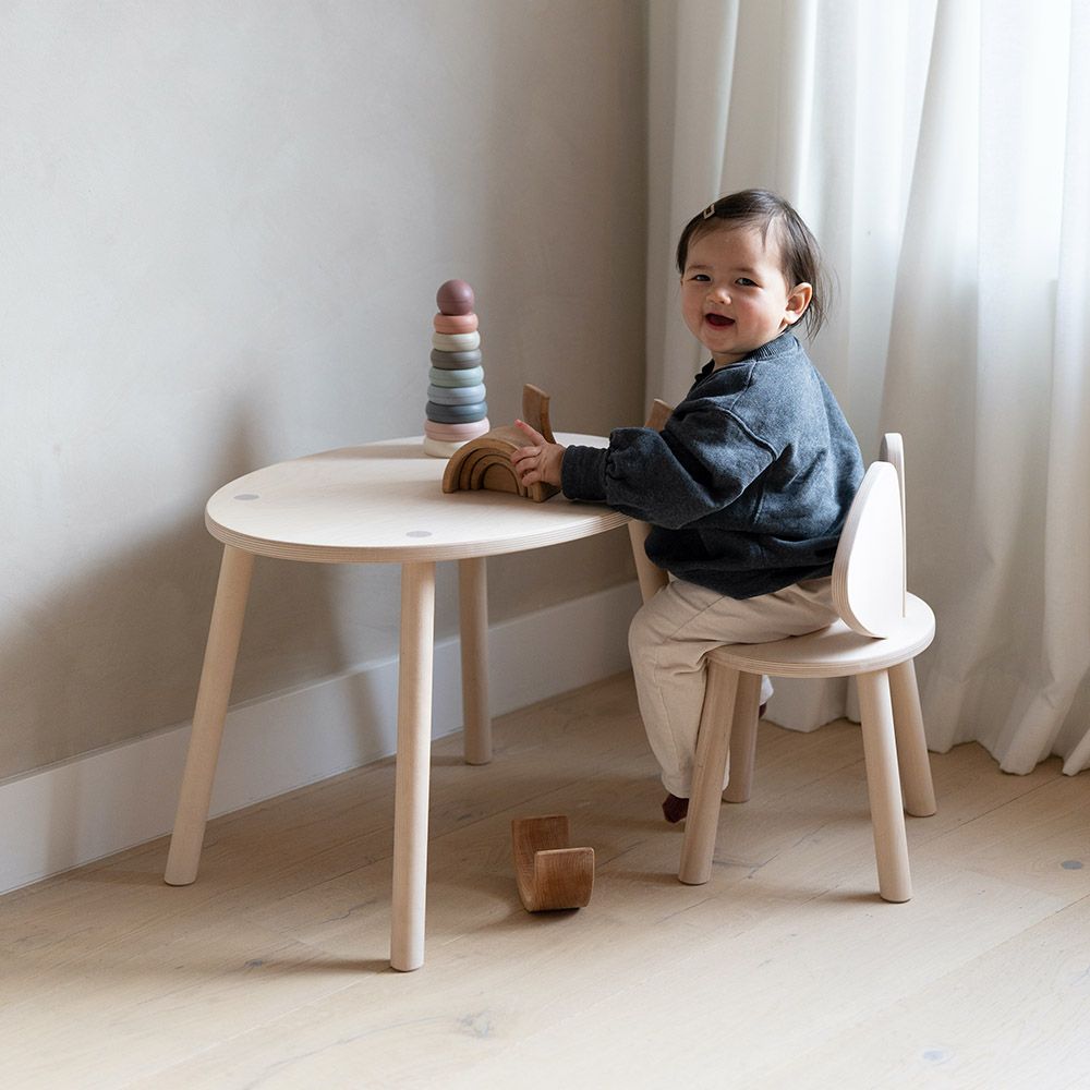 Nofred - Kids Mouse Chair & Table Set - Birch Natural