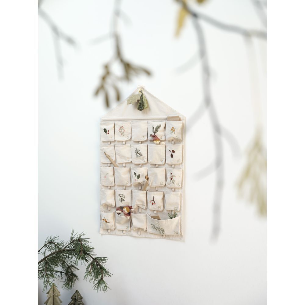 Fabelab - Christmas Wall Calendar embroidered - Natural