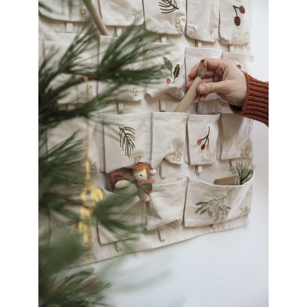 Fabelab - Christmas Wall Calendar embroidered - Natural