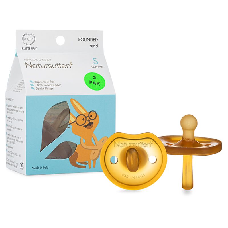 Natursutten - Butterfly Round Natural Rubber Pacifier - Pack of 2 - S  - 0-6M