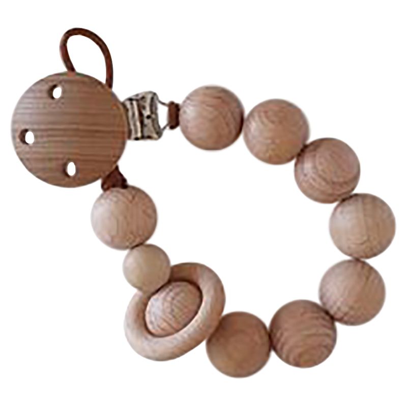 Dove and Dovelet - Comet Raw Wood Dummy/Soother Clip - Brown/Cream