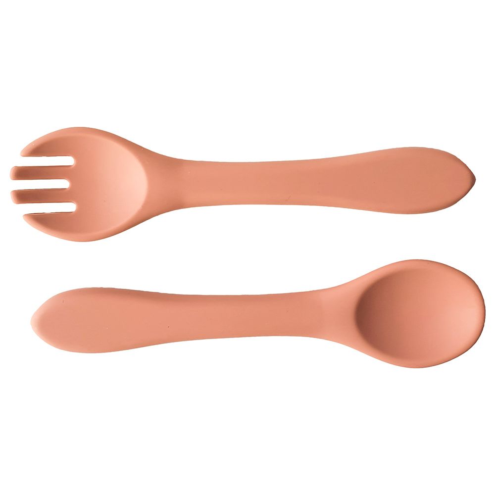 Dove and Dovelet - Silicone Fork & Spoon Set - Muted Clay