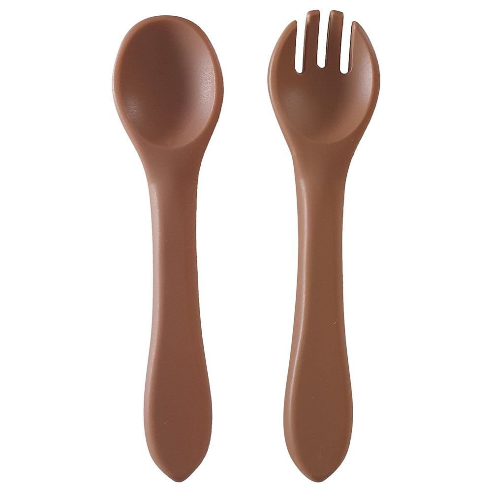 Dove and Dovelet - Silicone Fork & Spoon Set - Clay