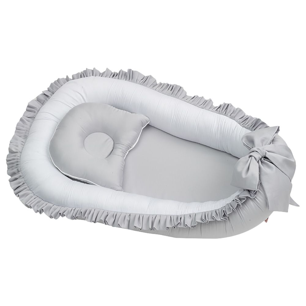 Monnet Baby - Grey/White Teddy Sleeping Cocoon