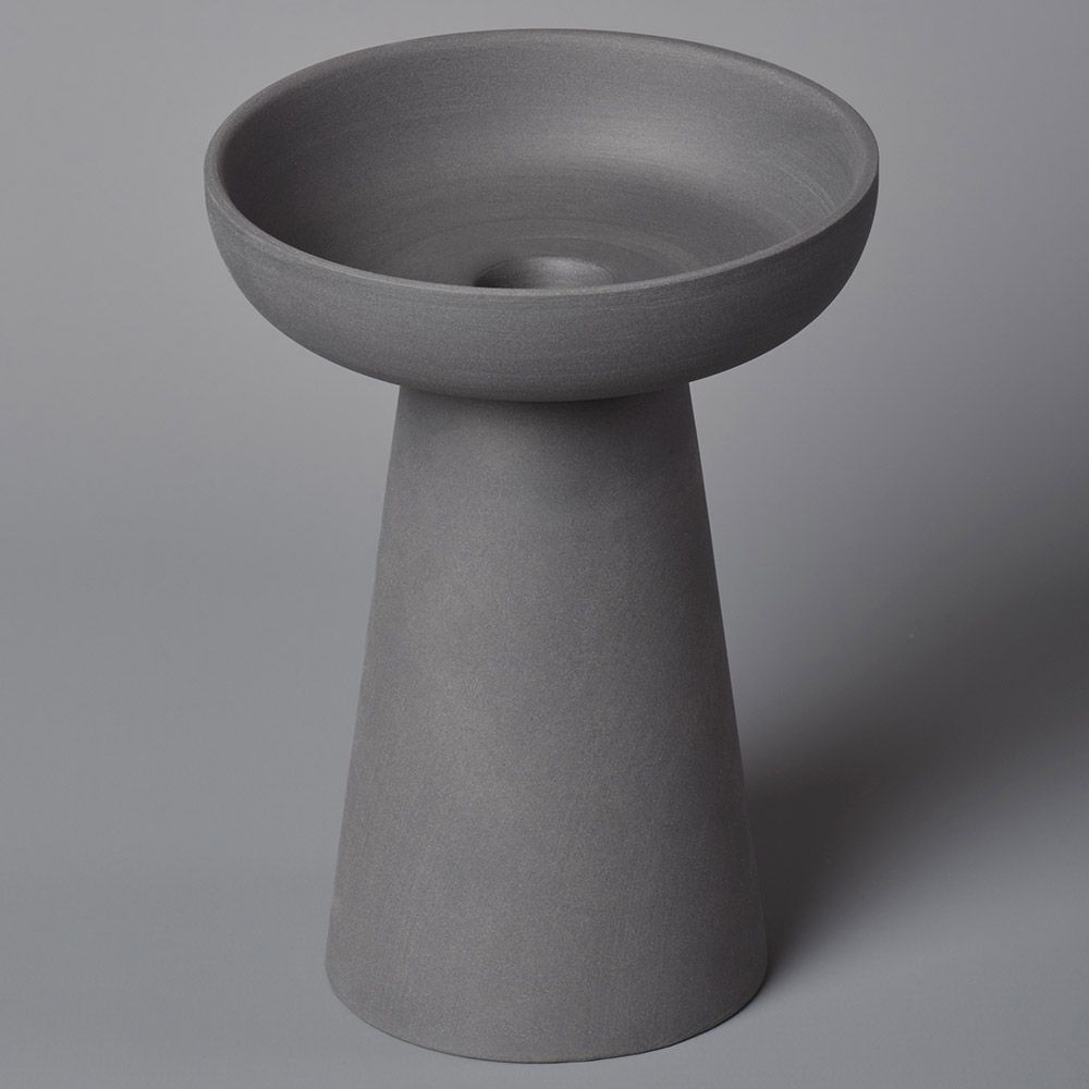 Aery - Porcini Pillar & Taper Candle Holder - Charcoal - L 