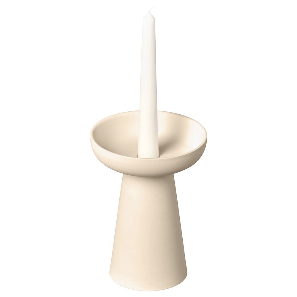 Aery - Porcini Pillar & Taper Candle Holder - Cream - L 