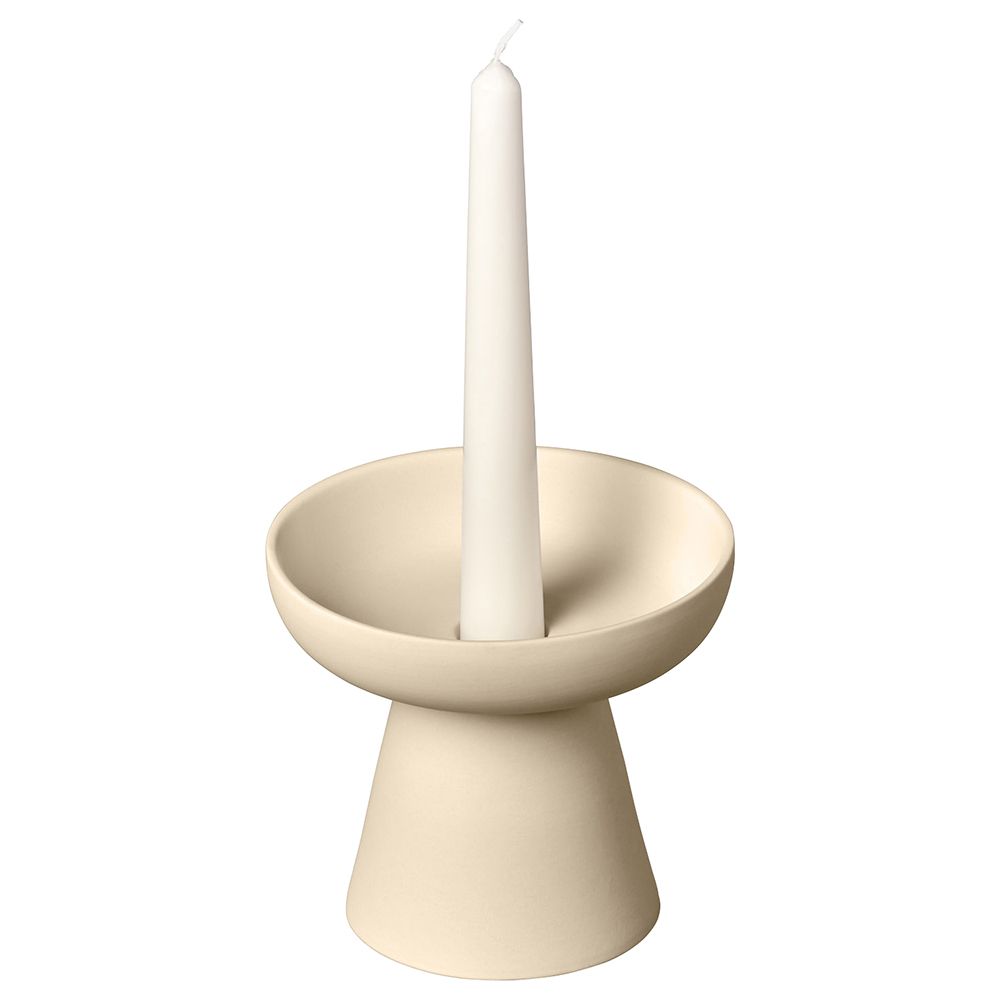 Aery - Porcini Pillar & Taper Candle Holder - Cream - M 