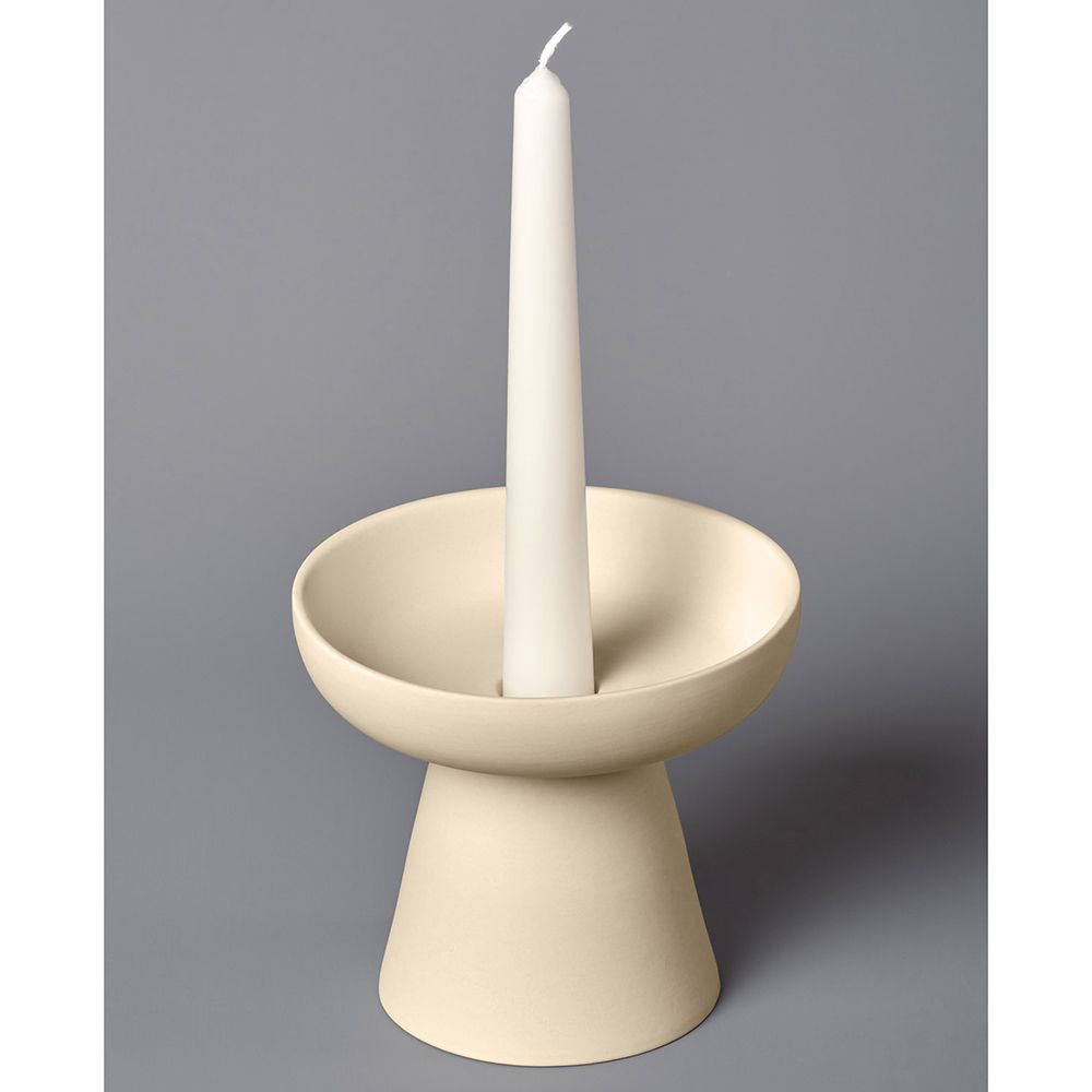 Aery - Porcini Pillar & Taper Candle Holder - Cream - M 