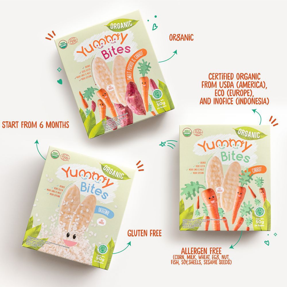 Yummy Bites - Organic Rice Cracker Carrot Flavor - 50g