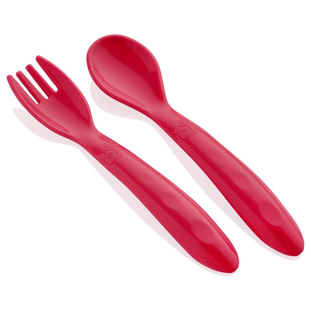 Babyjem - Baby Spoon & Fork Set - Red