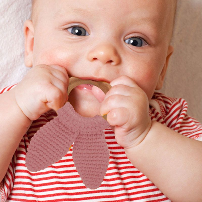 Babyjem - Amigurumi Wooden Ring Teether - Pink