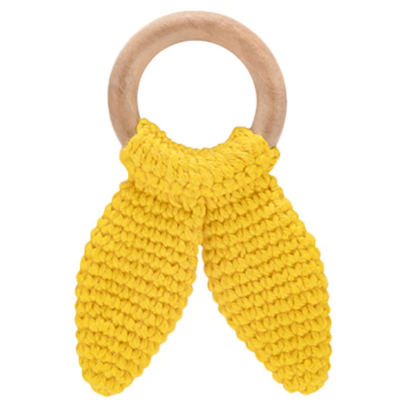 Babyjem - Amigurumi Wooden Ring Teether - Yellow