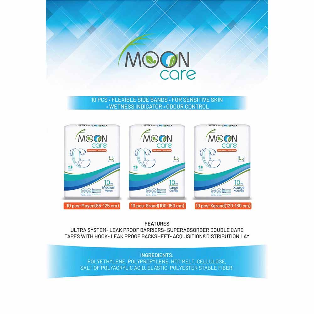 Moon Care - Waist Heavy-Briefs Adult Diapers - Large - 10pcs