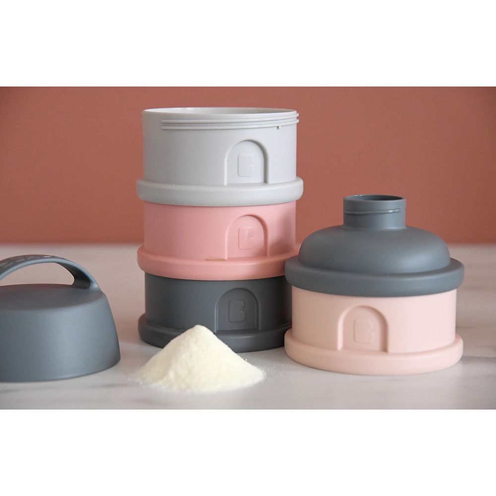 Beaba - 4 Compartments Formula Milk Container - Grey/Pink