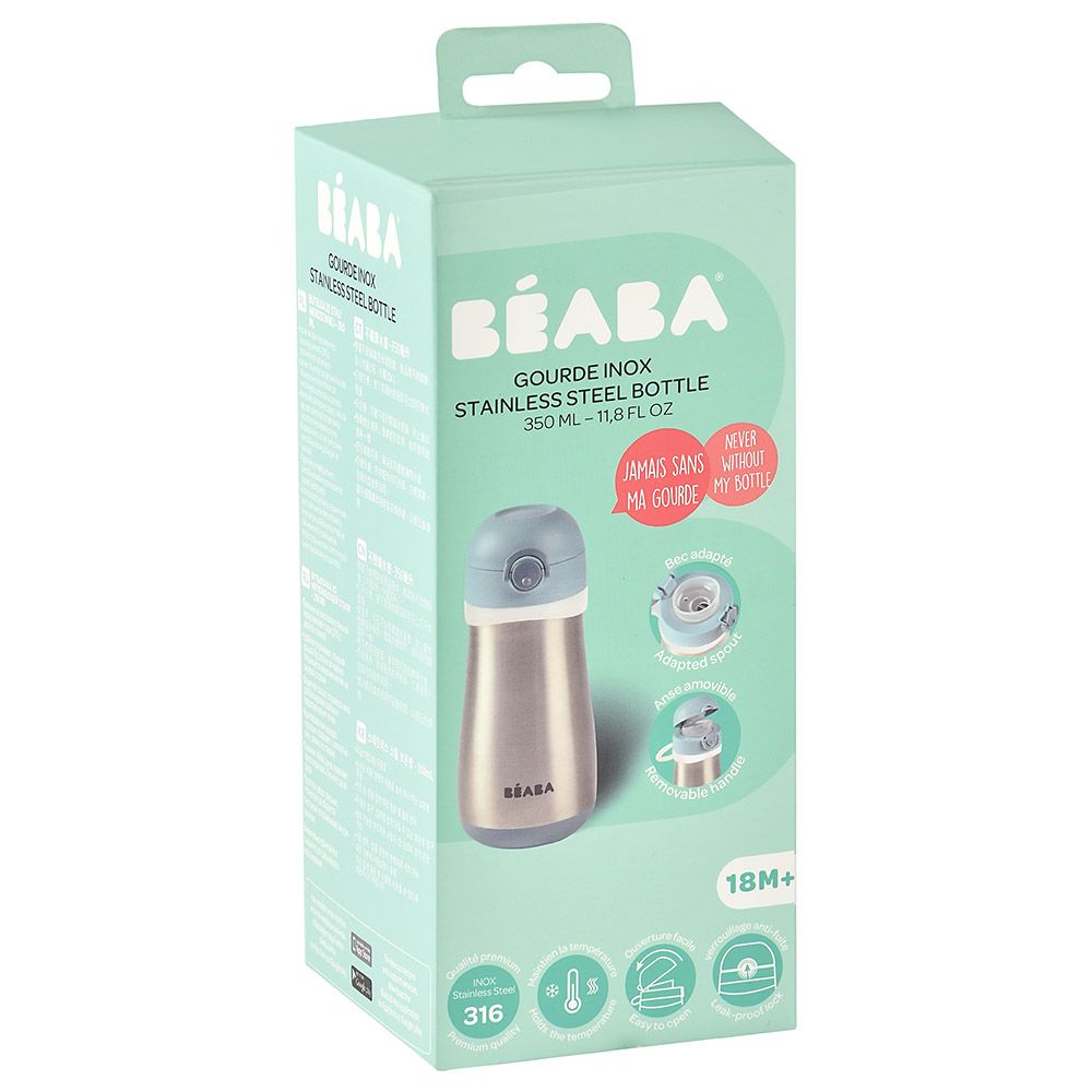 Beaba - Stainless Steel Bottle w/ Handle - 350Ml - Windy Blue