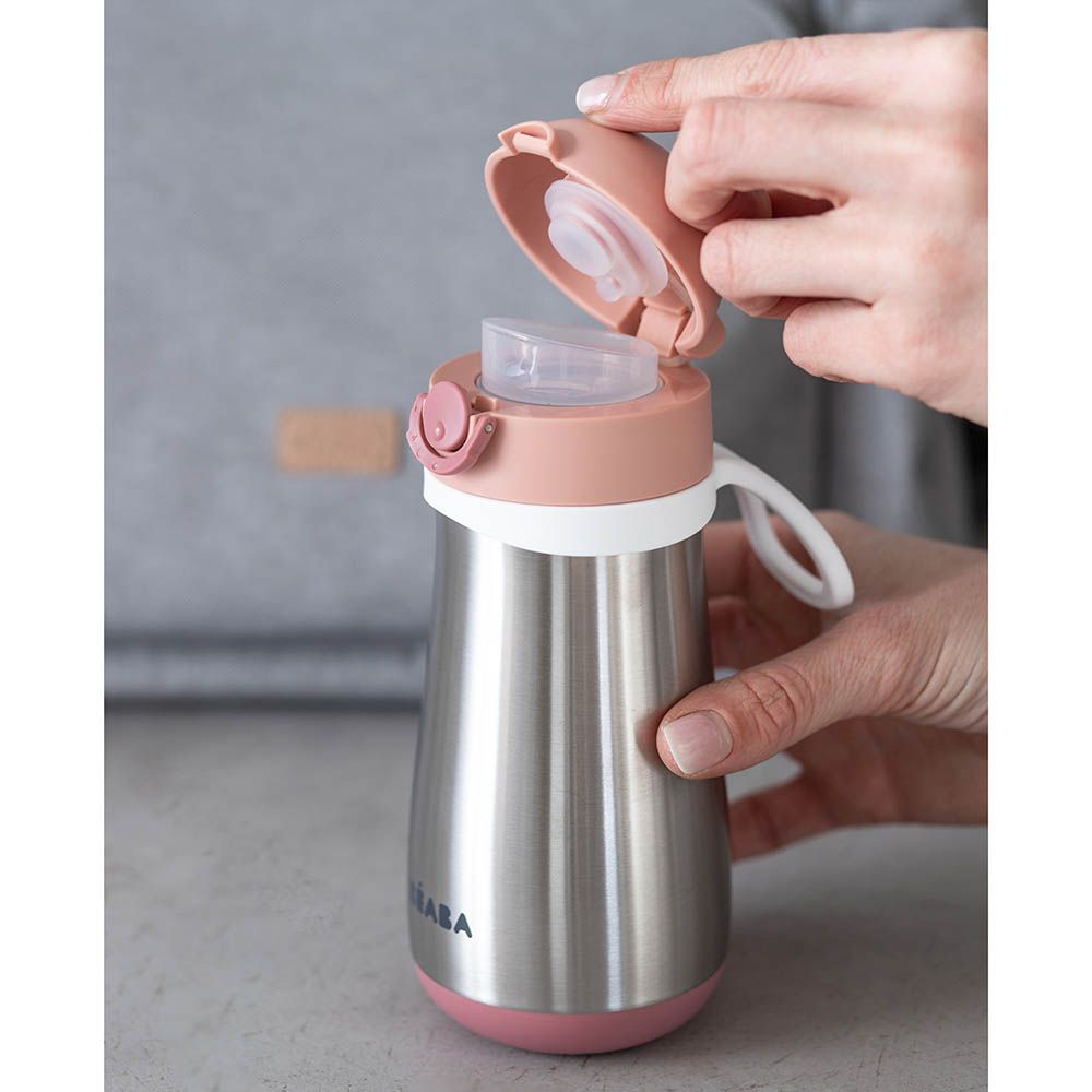 Beaba - Stainless Steel Bottle w/ Handle - 350Ml - Old Pink