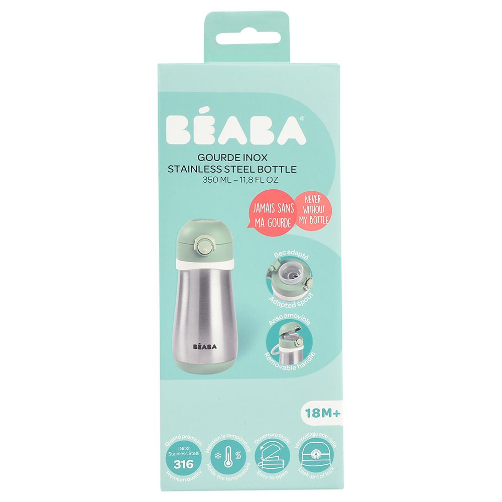 Beaba - Stainless Steel Bottle w/ Handle - 350Ml - Sage