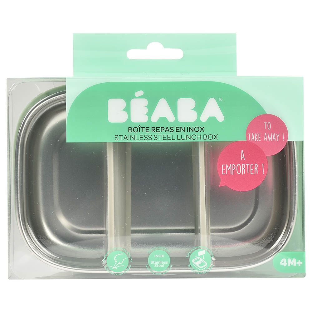 Beaba - Stainless Steel Lunch Box Velvet - Grey/Sage Green