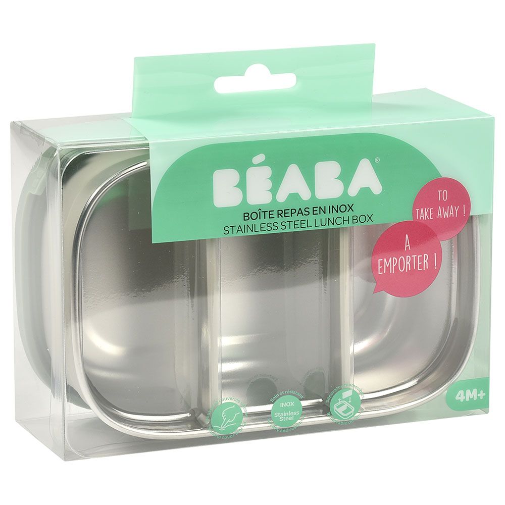 Beaba - Stainless Steel Lunch Box Velvet - Grey/Sage Green