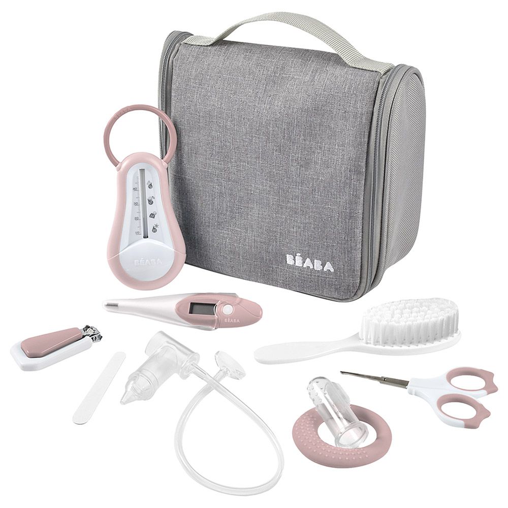 Beaba - Hanging Toiletry Pouch W/ 9 Accessories - Old Pink