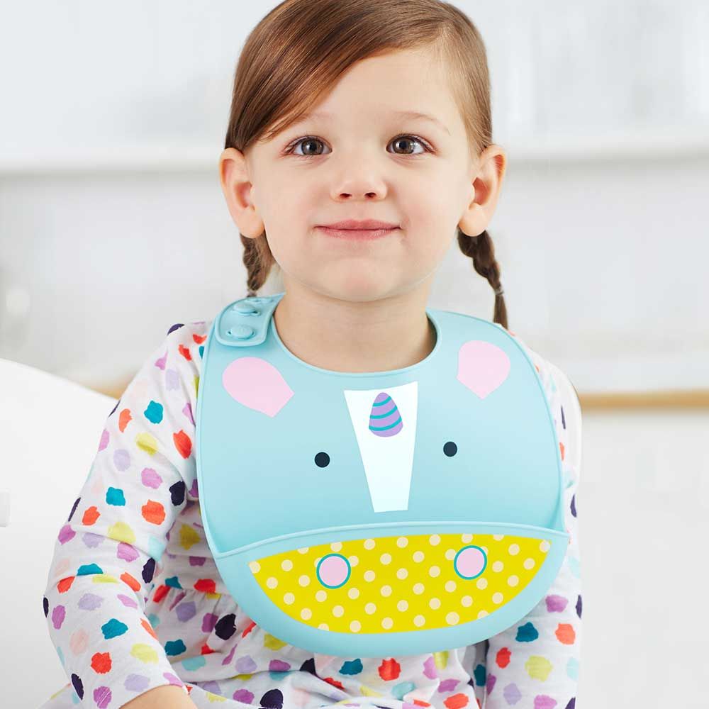 SkipHop - Zoo Fold & Go Silicone Bib - Unicorn