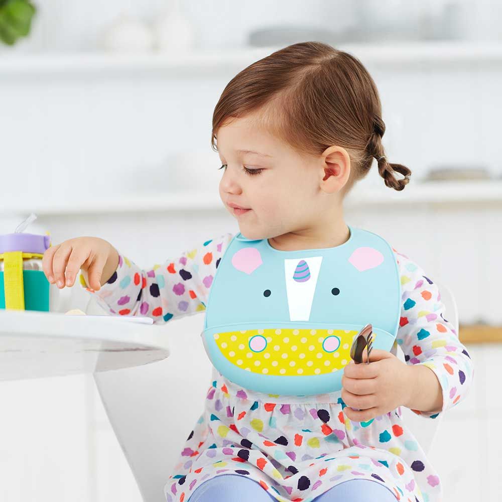 SkipHop - Zoo Fold & Go Silicone Bib - Unicorn