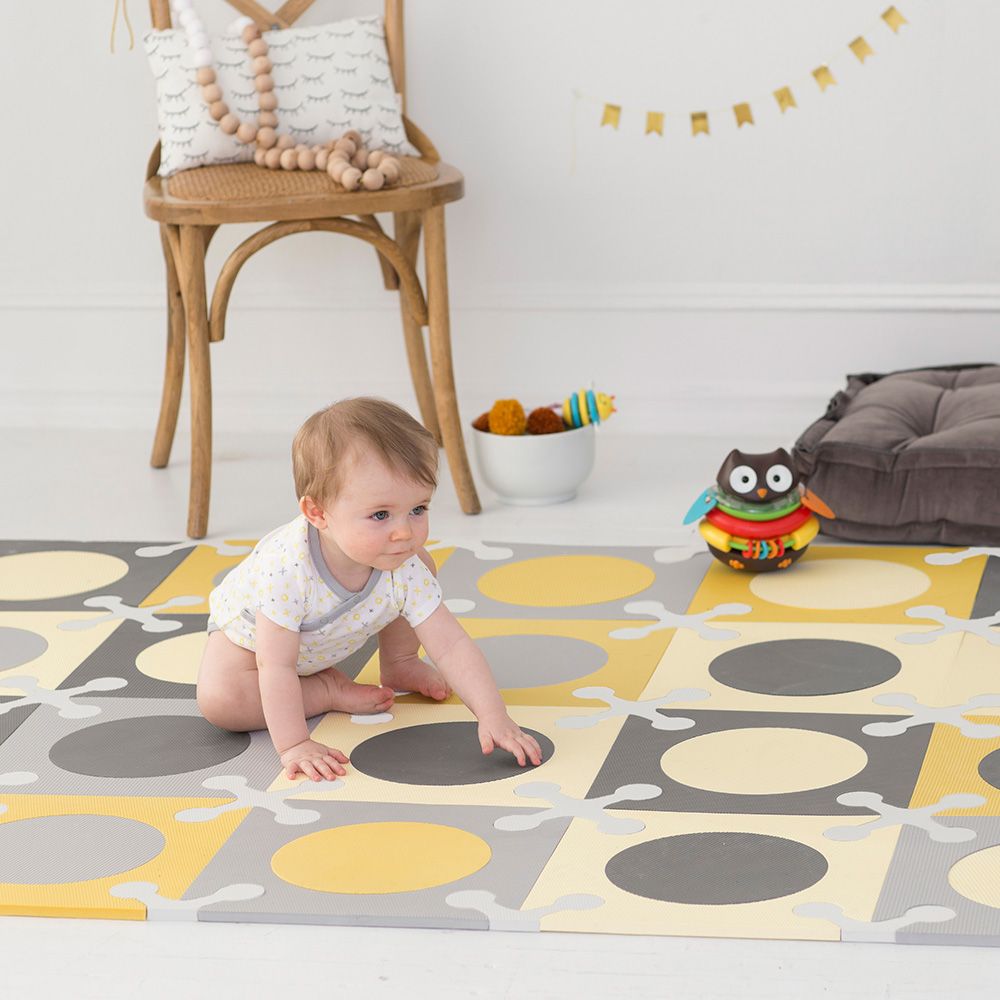 SkipHop - Playspot Floor Tiles - Gold & Grey