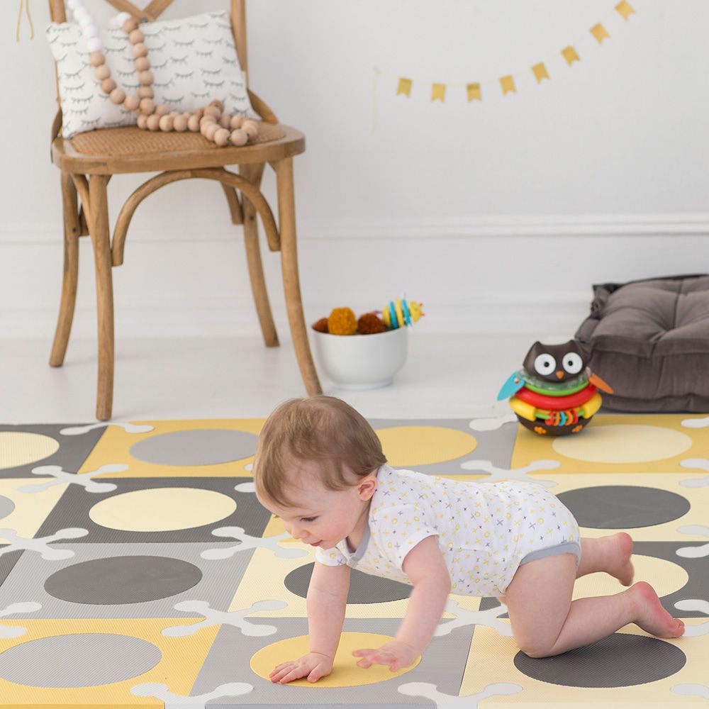 SkipHop - Playspot Floor Tiles - Gold & Grey