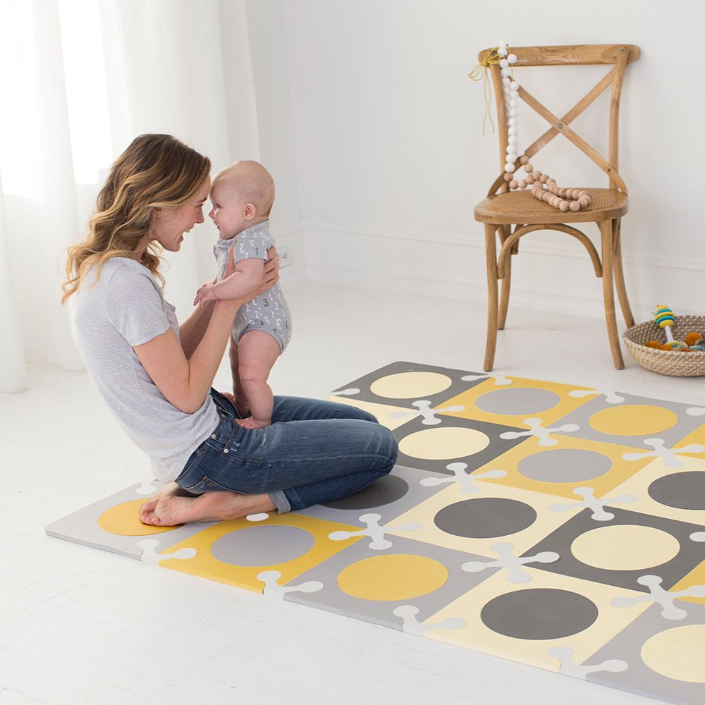 SkipHop - Playspot Floor Tiles - Gold & Grey